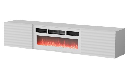 Szafka RTV TULA 183x35x37 biały mat + biały kominek Szafka RTV TULA 183x35x37 biały mat + biały kominek