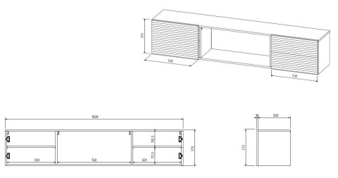 Szafka RTV TULA 183x35x37 biały mat + biały kominek Szafka RTV TULA 183x35x37 biały mat + biały kominek