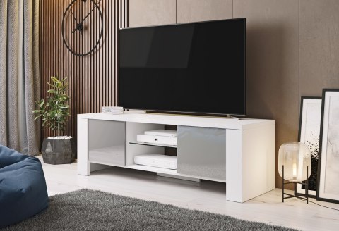 Szafka RTV WEST 42/130/42 biały/ szary połysk Szafka RTV WEST 42/130/42 biały/ szary połysk