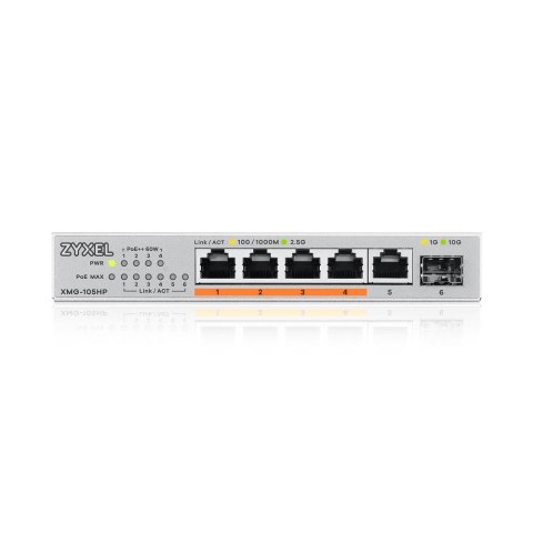 Switch Zyxel XMG-105HP 6p PoE (PoE++: 4) 70W Unmanaged Multigigabit Switch Zyxel XMG-105HP 6p PoE (PoE++: 4) 70W Unmanaged Multigigabit