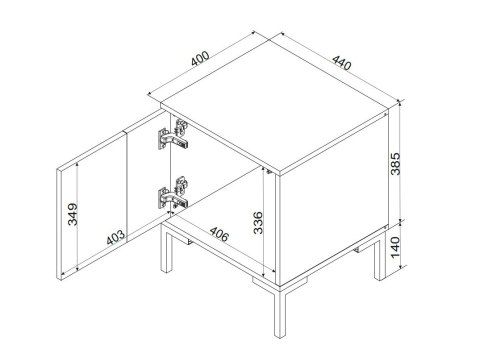Szafka nocna 2szt MERCI 44x40x52,5 czarny/dąb artisan Szafka nocna 2szt MERCI 44x40x52,5 czarny/dąb artisan