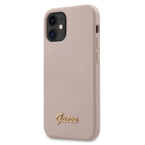 Guess Silicone Script - Etui iPhone 12 mini (różowy) Guess Silicone Script - Etui iPhone 12 mini (różowy)