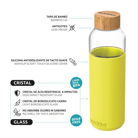 Quokka Flow - Butelka na wodę ze szkła 660 ml (Neon Green) Quokka Flow - Butelka na wodę ze szkła 660 ml (Neon Green)