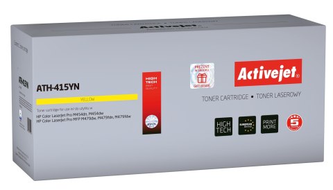 Activejet ATH-415YN Toner (zamiennik HP 415A W2032A; Supreme; 2100 stron; żółty) z chipem Activejet ATH-415YN Toner (zamiennik HP 415A W2032A; Supreme; 2100 stron; żółty) z chipem