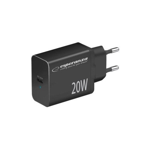 ESPERANZA ŁADOWARKA SIECIOWA 20W USB-C PD CZARNA EZC104K ESPERANZA ŁADOWARKA SIECIOWA 20W USB-C PD CZARNA EZC104K