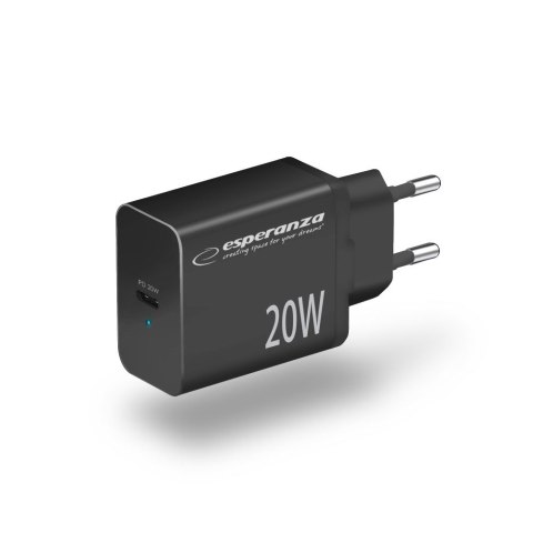 ESPERANZA ŁADOWARKA SIECIOWA 20W USB-C PD CZARNA EZC104K ESPERANZA ŁADOWARKA SIECIOWA 20W USB-C PD CZARNA EZC104K