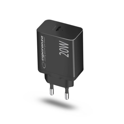 ESPERANZA ŁADOWARKA SIECIOWA 20W USB-C PD CZARNA EZC104K ESPERANZA ŁADOWARKA SIECIOWA 20W USB-C PD CZARNA EZC104K