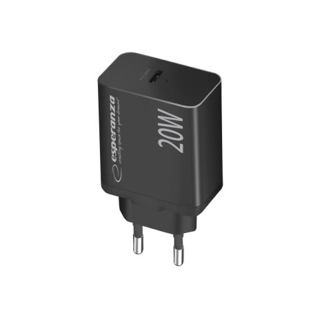 ESPERANZA ŁADOWARKA SIECIOWA 20W USB-C PD CZARNA EZC104K ESPERANZA ŁADOWARKA SIECIOWA 20W USB-C PD CZARNA EZC104K