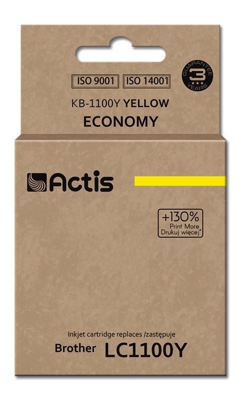 Actis KB-1100Y Tusz (zamiennik Brother LC1100Y/980Y; Standard; 19 ml; żółty) Actis KB-1100Y Tusz (zamiennik Brother LC1100Y/980Y; Standard; 19 ml; żółty)