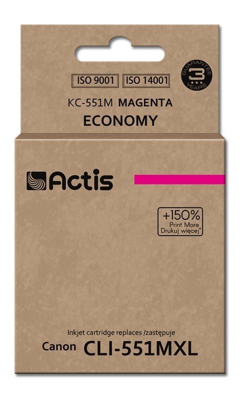 Actis KC-551M Tusz (zamiennik Canon CLI-551M; Standard; 12 ml; czerwony) Actis KC-551M Tusz (zamiennik Canon CLI-551M; Standard; 12 ml; czerwony)