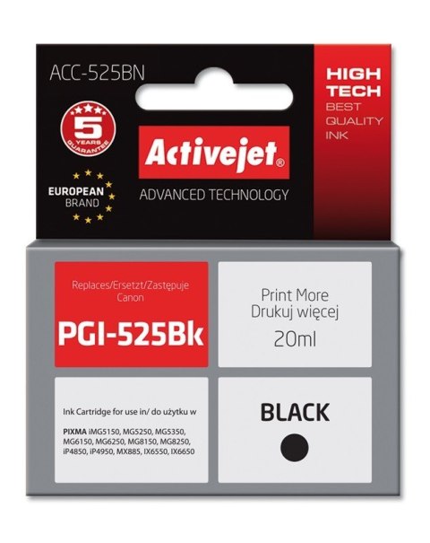 Activejet ACC-525BN Tusz (zamiennik Canon PGI-525PGBK; Supreme; 20 ml; czarny) Activejet ACC-525BN Tusz (zamiennik Canon PGI-525PGBK; Supreme; 20 ml; czarny)