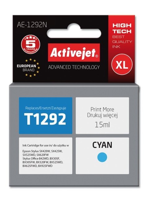 Activejet AE-1292N Tusz (zamiennik Epson T1292; Supreme; 15 ml; niebieski) Activejet AE-1292N Tusz (zamiennik Epson T1292; Supreme; 15 ml; niebieski)