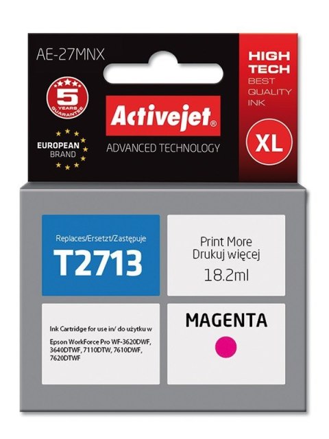 Activejet AE-27MNX Tusz (zamiennik Epson 27XL T2713; Supreme; 18 ml; czerwony) Activejet AE-27MNX Tusz (zamiennik Epson 27XL T2713; Supreme; 18 ml; czerwony)