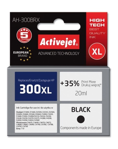 Activejet AH-300BRX Tusz (zamiennik HP 300XL CC641EE; Premium; 20 ml; czarny) Activejet AH-300BRX Tusz (zamiennik HP 300XL CC641EE; Premium; 20 ml; czarny)