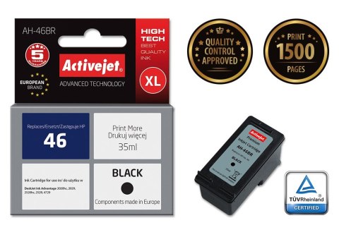 Activejet AH-46BR Tusz (zamiennik HP 46 CZ637AE; Premium; 35 ml; czarny) Activejet AH-46BR Tusz (zamiennik HP 46 CZ637AE; Premium; 35 ml; czarny)