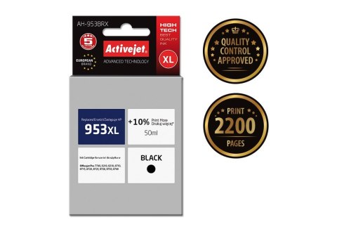 Activejet AH-953BRX Tusz (zamiennik HP 953XL L0S70AE; Premium; 50 ml; 2200 stron, czarny) Activejet AH-953BRX Tusz (zamiennik HP 953XL L0S70AE; Premium; 50 ml; 2200 stron, czarny)