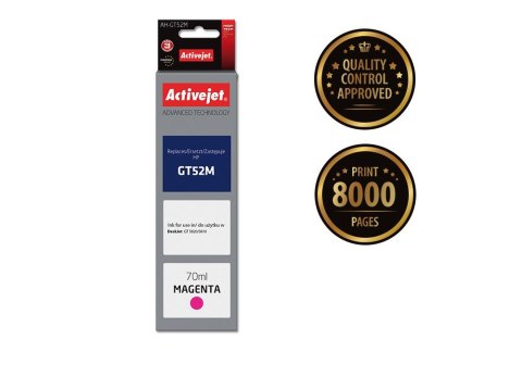 Activejet AH-GT52M Tusz (zamiennik HP GT52M M0H55AE; Supreme; 70 ml; 8000 stron, czerwony) Activejet AH-GT52M Tusz (zamiennik HP GT52M M0H55AE; Supreme; 70 ml; 8000 stron, czerwony)