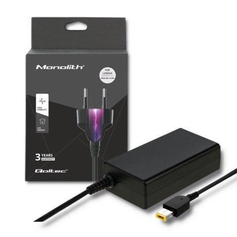 QOLTEC ZASILACZ DO LENOVO 65W | 20V | 3.25A | SLIM TIP+PIN | +KABEL ZASILAJĄCY QOLTEC ZASILACZ DO LENOVO 65W | 20V | 3.25A | SLIM TIP+PIN | +KABEL ZASILAJĄCY