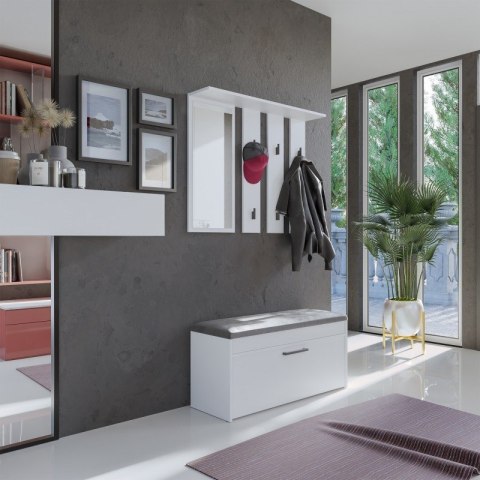 Wieszak + lustro PARMA 100x15xH.81,5 biel Wieszak + lustro PARMA 100x15xH.81,5 biel