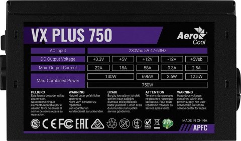 ZASILACZ AEROCOOL PGS VX-750PLUS 750W 80+ BOX ZASILACZ AEROCOOL PGS VX-750PLUS 750W 80+ BOX