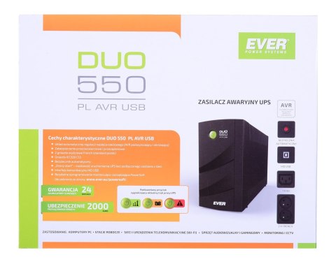 Zasilacz UPS EVER DUO 550 PL AVR USB (T/DAVRTO-000K55/01) Zasilacz UPS EVER DUO 550 PL AVR USB (T/DAVRTO-000K55/01)