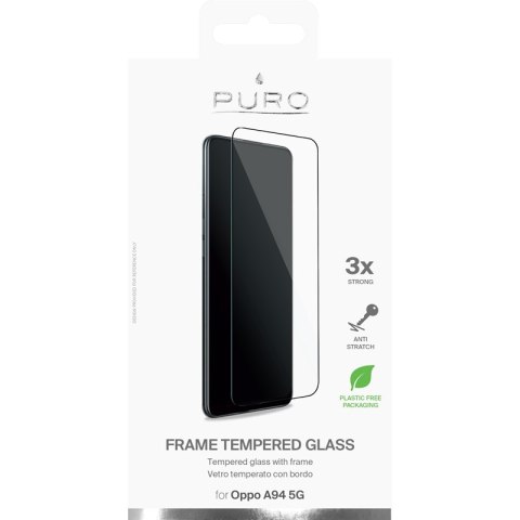 PURO Frame Tempered Glass - Szkło ochronne hartowane na ekran Oppo A94 5G (czarna ramka) PURO Frame Tempered Glass - Szkło ochronne hartowane na ekran Oppo A94 5G (czarna ramka)