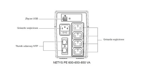 UPS NETYS PE 850VA/480W 230V/AVR/4XIEC 320,LED, USB UPS NETYS PE 850VA/480W 230V/AVR/4XIEC 320,LED, USB