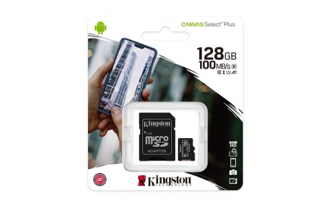 Karta pamięci z adapterem Kingston Canvas Select Plus SDCS2/128GB (128GB; Class 10, Class U1, V10; + adapter) Karta pamięci z adapterem Kingston Canvas Select Plus SDCS2/128GB (128GB; Class 10, Class U1, V10; + adapter)