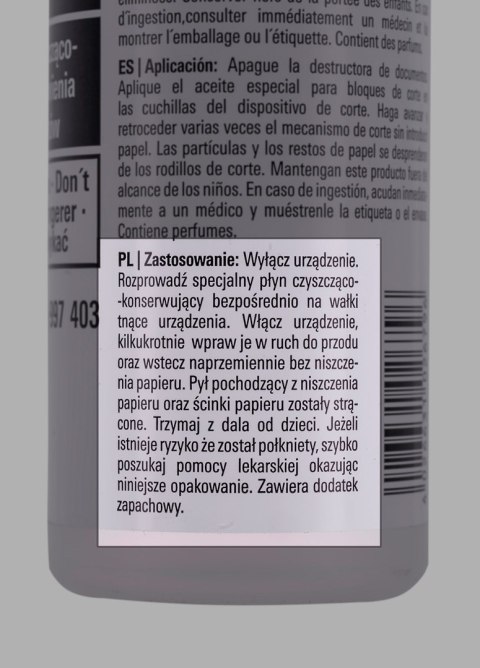 HSM Płyn czyszcząco-konserwujący do niszczarek 250ml HSM Płyn czyszcząco-konserwujący do niszczarek 250ml