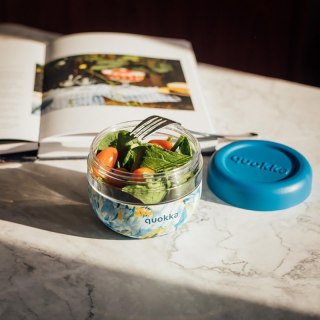 Quokka Bubble Food Jar - Pojemnik na żywność / lunchbox 500 ml (Blue Peonies)