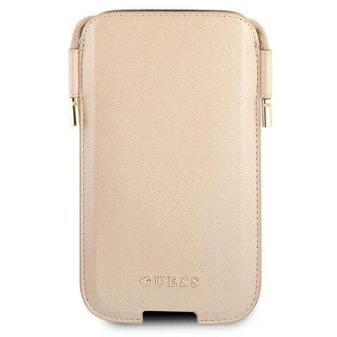 Guess Saffiano Pouch - Torebka na telefon S/M max 6.1" (złoty) Guess Saffiano Pouch - Torebka na telefon S/M max 6.1" (złoty)