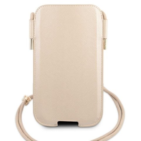 Guess Saffiano Pouch - Torebka na telefon S/M max 6.1" (złoty) Guess Saffiano Pouch - Torebka na telefon S/M max 6.1" (złoty)