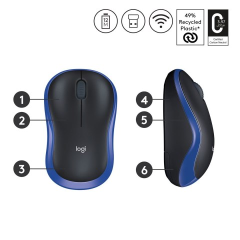 Mysz bezprzewodowa Logitech M185 910-002236 (optyczna; 1000 DPI; kolor niebieski) Mysz bezprzewodowa Logitech M185 910-002236 (optyczna; 1000 DPI; kolor niebieski)