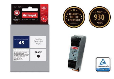 Activejet AH-45N Tusz (zamiennik HP 45 51645A; Supreme; 44 ml; czarny) Activejet AH-45N Tusz (zamiennik HP 45 51645A; Supreme; 44 ml; czarny)