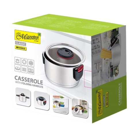 Garnek ze składanymi uchwytami 22cm, 4,2l MR-3530-22 Garnek ze składanymi uchwytami 22cm, 4,2l MR-3530-22