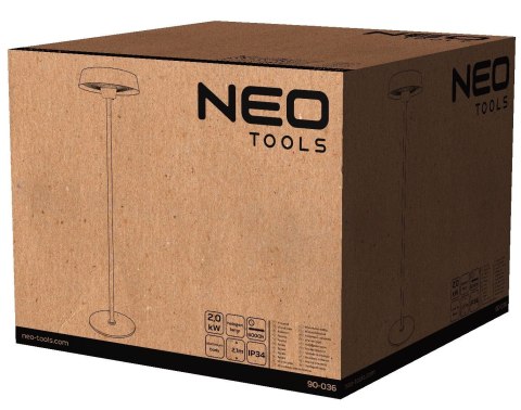 Aluminiowy promiennik stojący 1000W/2000W NEO Tools 90-036 Aluminiowy promiennik stojący 1000W/2000W NEO Tools 90-036