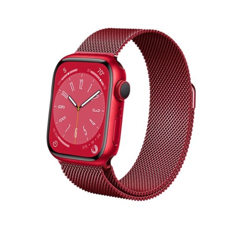 Crong Milano Steel - Pasek ze stali nierdzewnej do Apple Watch 38/40/41 mm (czerwony)