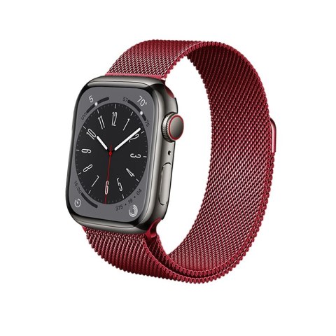 Crong Milano Steel - Pasek ze stali nierdzewnej do Apple Watch 38/40/41 mm (czerwony)