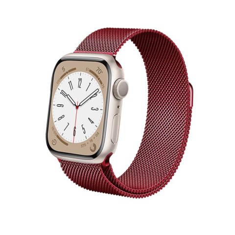 Crong Milano Steel - Pasek ze stali nierdzewnej do Apple Watch 38/40/41 mm (czerwony)