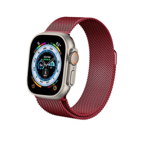 Crong Milano Steel - Pasek ze stali nierdzewnej do Apple Watch 38/40/41 mm (czerwony)