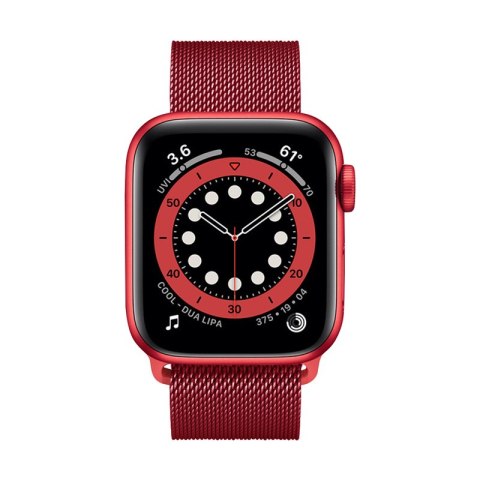 Crong Milano Steel - Pasek ze stali nierdzewnej do Apple Watch 38/40/41 mm (czerwony)