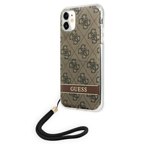 Guess 4G Print Cord - Etui ze smyczką iPhone 11 (Brown) Guess 4G Print Cord - Etui ze smyczką iPhone 11 (Brown)