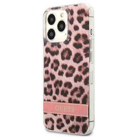 Guess Leopard Electro Stripe - Etui iPhone 13 Pro (Pink) Guess Leopard Electro Stripe - Etui iPhone 13 Pro (Pink)