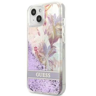 Guess Liquid Glitter Flower - Etui iPhone 13 mini (fioletowy)
