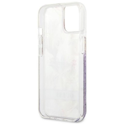 Guess Liquid Glitter Flower - Etui iPhone 13 mini (fioletowy)