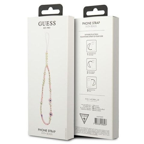 Guess Phone Strap Beads Shell - Zawieszka do telefonu 25 cm (Pink) Guess Phone Strap Beads Shell - Zawieszka do telefonu 25 cm (Pink)