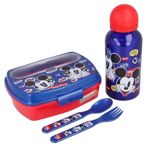 Mickey Mouse - Zestaw lunchbox, bidon 400ml, sztućce Mickey Mouse - Zestaw lunchbox, bidon 400ml, sztućce