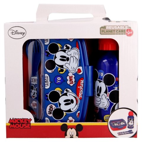 Mickey Mouse - Zestaw lunchbox, bidon 400ml, sztućce Mickey Mouse - Zestaw lunchbox, bidon 400ml, sztućce
