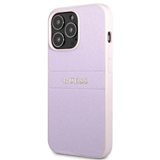 Guess Saffiano Hot Stamp & Metal Logo - Etui iPhone 13 Pro (liliowy)
