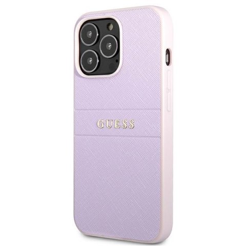 Guess Saffiano Hot Stamp & Metal Logo - Etui iPhone 13 Pro (liliowy)